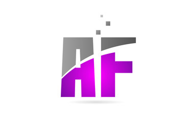 pink grey alphabet letter combination AF A F for logo icon design