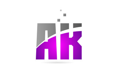 pink grey alphabet letter combination AK A K for logo icon design