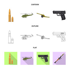 Isolated object of weapon and gun symbol. Set of weapon and army stock vector illustration.