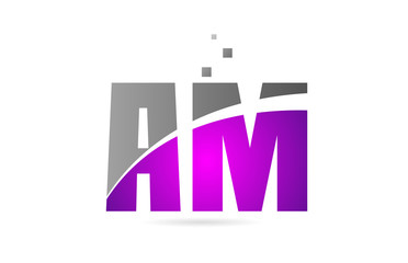 pink grey alphabet letter combination AM A M for logo icon design