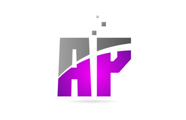 pink grey alphabet letter combination AP A P for logo icon design