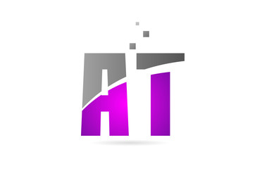 pink grey alphabet letter combination AT A T for logo icon design