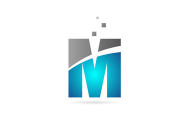 blue grey alphabet letter M for logo icon design