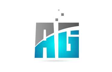 blue grey alphabet letter combination AG A G for logo icon design