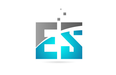 blue grey alphabet letter combination ES E S for logo icon design