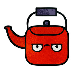 retro grunge texture cartoon kettle