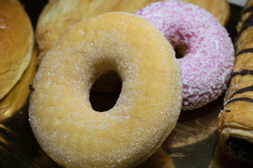 close-up of a classic donuts