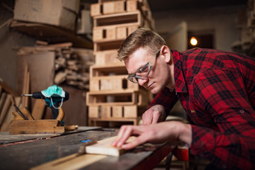Carpenter working in workshop