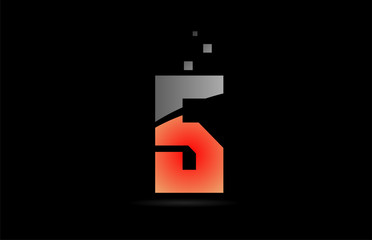orange grey on black background number 5 for logo icon design