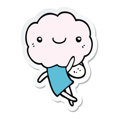 sticker of a cute cloud head creature
