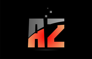 orange grey on black background alphabet letter combination AZ A Z for logo icon design
