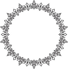 Rich decorated, luxury round floral frame. Template for your design, card, invitation, label or etc.