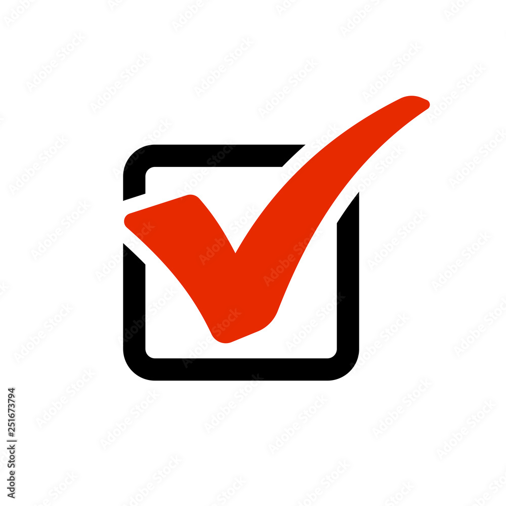 Poster Red checkmark in box. Vector