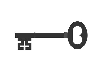 Black vintage key vector isolated icon