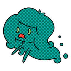 cartoon of kawaii scary ghost