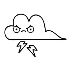 line drawing cartoon thunder cloud