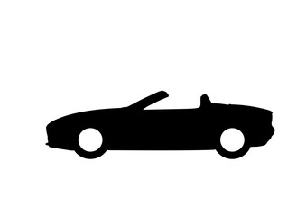 Black convertible car icon isolated symbol in flat style. Simple silhouette cabriolet sign image