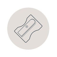 Icono plano lineal sacapuntas en círculo color gris