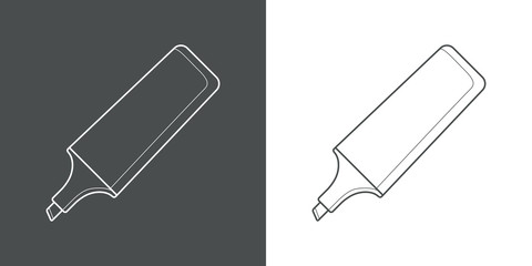 Icono plano lineal rotulador marcador en gris y blanco