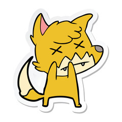 sticker of a cartoon dead fox