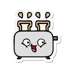 sticker of a cute cartoon of a toaster