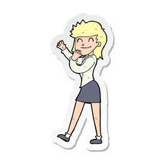 sticker of a cartoon happy businesswoman
