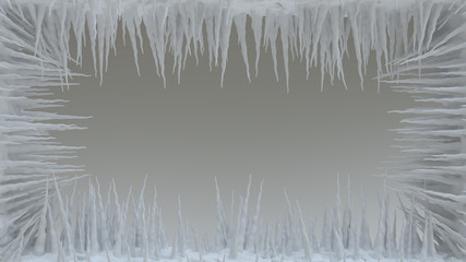 Ice Spikes. Icicle. 3D rendering.