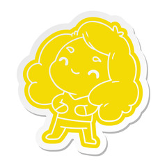 cartoon sticker of a cute kawaii girl