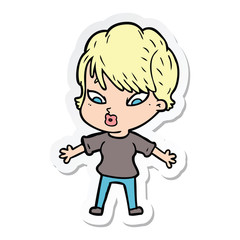sticker of a cartoon woman