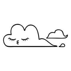 line drawing cartoon storm cloud
