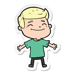 sticker of a happy cartoon man with open arms