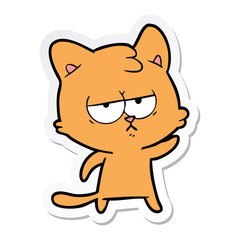 Obraz na płótnie Canvas sticker of a bored cartoon cat
