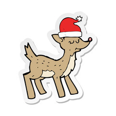 sticker of a cartoon cute christmas reindeer