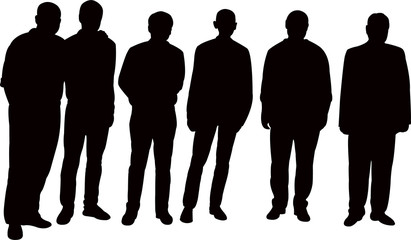 men together, silhouette vector