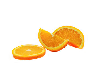 Fresh orange fruit slice isolate on white background