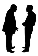 men making chat, silhouette vector