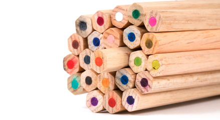 Colorful colored pencils butt ends, Pattern texture background