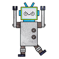 retro grunge texture cartoon robot