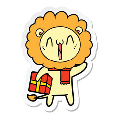 sticker of a happy cartoon lion