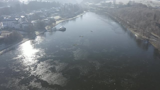Droneshot of the village Vielsalm in Belgium