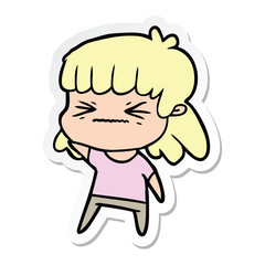 sticker of a cartoon woman