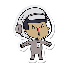 sticker of a happy cartoon astronaut