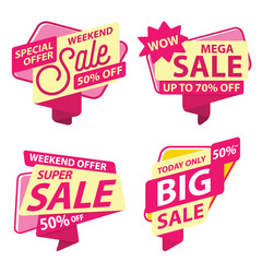 Big Sale Sticker Template. Discount Up to 50%. Vector Template Sticker Sale Promotion.