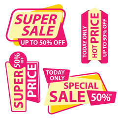 Big Sale Sticker Template. Discount Up to 50%. Vector Template Sticker Sale Promotion.