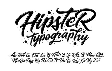 Vector Alphabet. Lettering and Custom Typography for Designs: Logo, for Poster, Invitation, etc. Handwritten brush style modern cursive font isolated on white background.