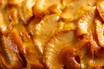 Fresh baked apple pie on a white table