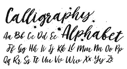 Naklejka premium Hand drawn typeface set. Vector logo font. Typography alphabet for your designs: logo, typeface, card, wedding invitation. 