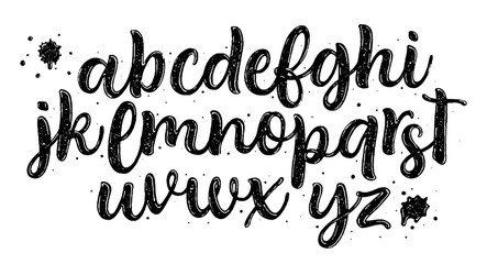 Vector Alphabet. Exclusive Custom Letters. Lettering and Custom Typography for Designs: Logo, for Poster, Invitation, etc. Handwritten brush style modern cursive font.