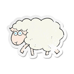 retro distressed sticker of a cartoon sheep