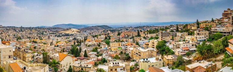 Cityscape of Nazareth with Basilica of the annunciation, Israel - obrazy, fototapety, plakaty